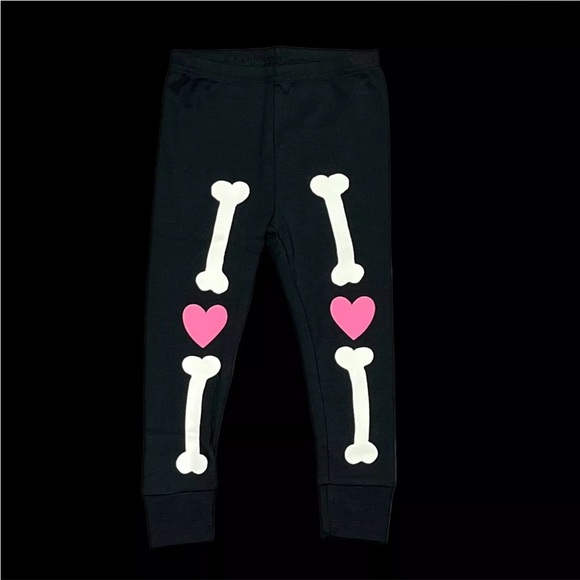 Carters Black/Pink Halloween Heart Skeleton 2 Piece Pajamas Set | NEW/NWT!! ☠️🩷 - Picture 7 of 13